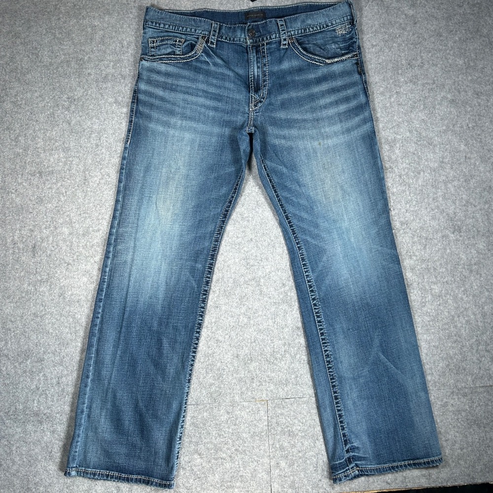 Silver Jeans Co. denim jeans mens 38x34 Blue Zac Straight Leg Relaxed Fit